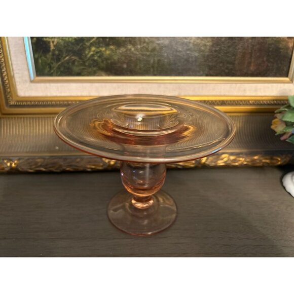 Vintage Pink Depression Glass Compote Dish Pedestal Stand - Picture 5 of 16